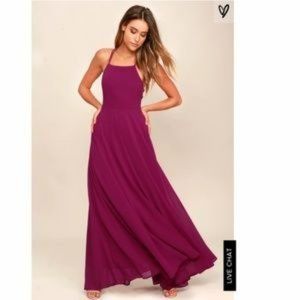 Lulus Strappy to Be Here Magenta Maxi Dress